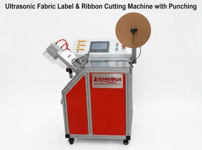 Ultrasonic Fabric Label & Ribbon Cutting Machine with Punching WPM-UL - Cut-Off Machine